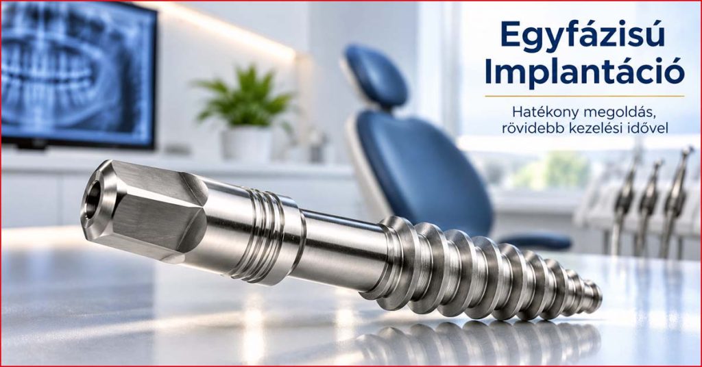 Egyfázisú fogászati implantátum modern fogászati rendelőben